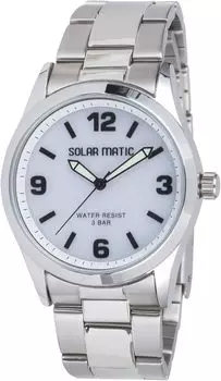 Аналоговые часы Solar Rechargeable Metal Band Silver [Klefa] Мужские SM-AM168-WTS белый