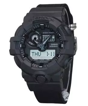 Аналоговые цифровые эко-тканевые ремешки Casio G-Shock с черным циферблатом, кварцевые мужские часы GA-700BCE-1A 200M чёрный