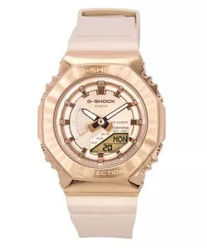 Аналоговые цифровые аналоговые цифровые часы Casio G-Shock с полимерным ремешком, циферблат розового золота, кварцевые GM-S2100PG-4A, 200 м, женские часы