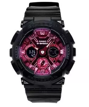 Аналоговые цифровые аналоговые цифровые часы Casio G-Shock с полимерным ремешком, бордовый циферблат, кварцевые женские часы GMA-S120RB-1A 200M бордовый