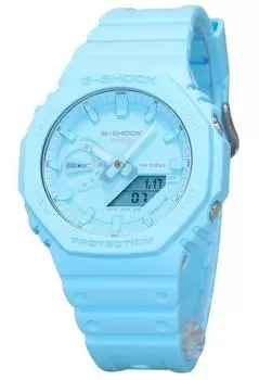 Аналоговые цифровые аналоговые цифровые часы Casio G-Shock из смолы на биологической основе, кварцевые мужские часы с синим циферблатом GA-2100-2A2 200M синий