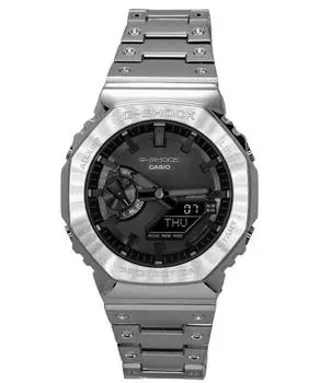 Аналоговые цифровые цельнометаллические мужские часы Casio G-Shock с черным циферблатом и солнечной батареей GM-B2100D-1A 200M