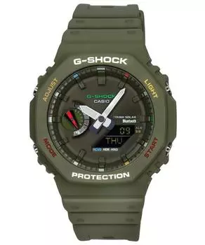 Аналоговые цифровые часы Casio G-Shock для смартфона Bluetooth с зеленым циферблатом и солнечной батареей GA-B2100FC-3A 200M Мужские часы зелёный