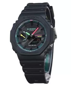 Аналоговые цифровые часы Casio G-Shock для смартфона с мультифлуоресцентными акцентами серии Tough Solar GA-B2100MF-1A 200M Мужские часы чёрный