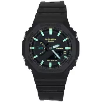 Аналоговые цифровые часы Casio G-Shock с полимерным ремешком, кварцевые мужские часы с черным циферблатом GA-2100RC-1A 200M чёрный