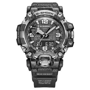 Аналоговые цифровые мужские часы Casio G-Shock Mudmaster на солнечной энергии GWG-2000-1A1 GWG2000-1A1 200M чёрный