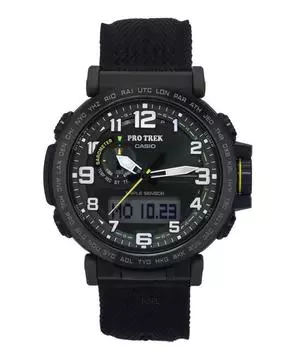 Аналоговые цифровые мужские часы Casio ProTrek из смолы и ткани на биологической основе с зеленым циферблатом и солнечной батареей PRG-601YB-3 100M зелёный