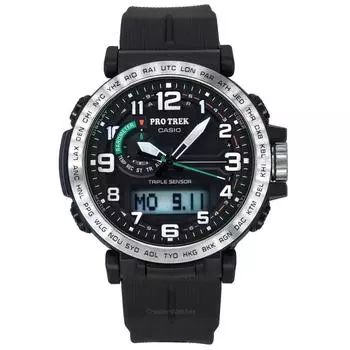 Аналоговые цифровые мужские часы Casio ProTrek с черным циферблатом и солнечной батареей PRG-601-1 100M