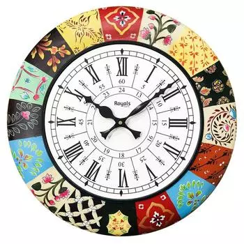 Аналоговые деревянные настенные часы для элегантного домашнего декора, офиса, школы, спортзала, магазина и для подарка || Размер часов - 16 x 16 дюймов (Разноцветный)