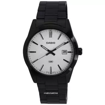 Аналоговые кварцевые часы Casio из нержавеющей стали с белым циферблатом MTP-VD03B-7A MTPVD03B-7 Мужские часы