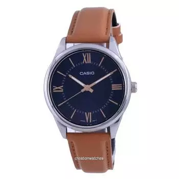 Аналоговые кварцевые часы Casio с синим циферблатом из нержавеющей стали MTP-V005L-2B5 MTPV005L-2 Мужские часы синий