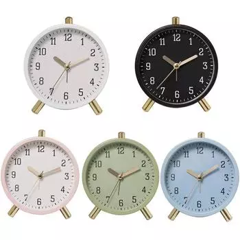 Аналоговый будильник, бесшумный, не тикающий, металлический, прикроватный, с ночником для крепко спящих людей белый