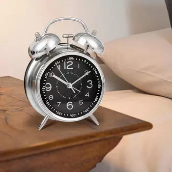 Аналоговый будильник настольный домашний подарок для отеля светящийся циферблат бесшумный не тикающий для крепко спящих людей Black