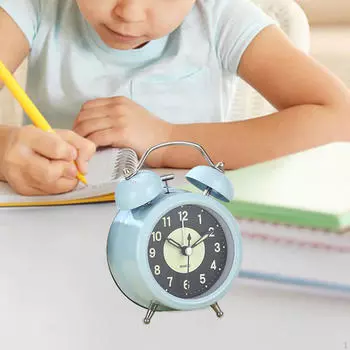 Аналоговый будильник с двойным звонком, классический дизайн в стиле ретро, бесшумный, маленький, для дома, тяжелый белый