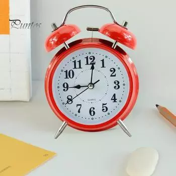 Аналоговый будильник с подсветкой Очень громкие нетикающие кварцевые часы на батарейках в стиле ретро декоративные прикроватные часы белый