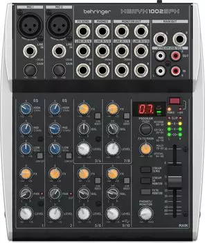 Аналоговый микшер Behringer 10 входов 2 шины микшерный пульт с USB потоковым аудио интерфейсом/оснащен встроенным процессором эффектов KLARK TEKNIK XENYX 1002SFX