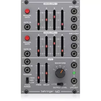 Аналоговый синтезатор Behringer Модуль Eurorack Совместимый с Eurorack Аналоговый двойной модуль SYSTEM100 Series 140 DUAL GRAY Envelope/LFO ENVELOPE/LFO