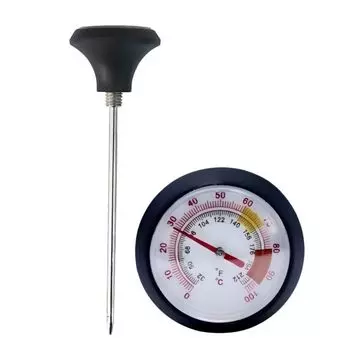 Аналоговый термометр для воды Coffee Space, водонепроницаемый, полностью моющийся, для приготовления пищи, показания скорости, секунды, кухонный зонд 10 см для измерения температуры капельного молока для кофе чёрный