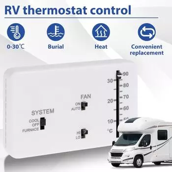 Аналоговый термостат для автофургона, комплект термостата для кемпера Heat and Cool с 2 винтами и 2 резинками для кемпера Heat Cool Camper RV белый