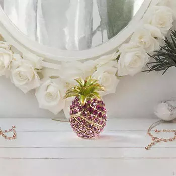 Ананасовая шкатулка для безделушек и сувениров, эмалированный футляр для хранения розовый