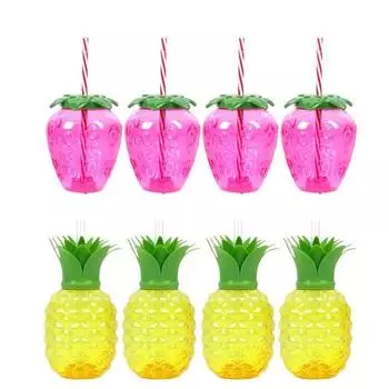 Ананасовый стаканчик Украшение свадебного стола Украшения на день рождения Аксессуары Одноразовые тарелки для вечеринок Соломинка Выпускной Радуга Друзья 500ml