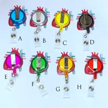 Анатомическая схема сердца, выдвижная катушка для бейджа с кожаной кисточкой, телеметрия 1PC