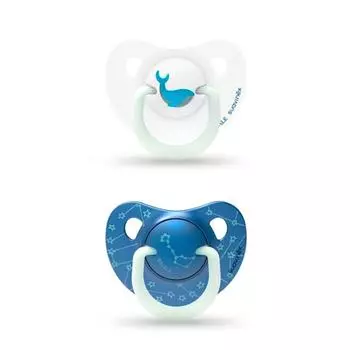 Анатомическая силиконовая пустышка Suavinex ночная 0-6 месяцев 2U