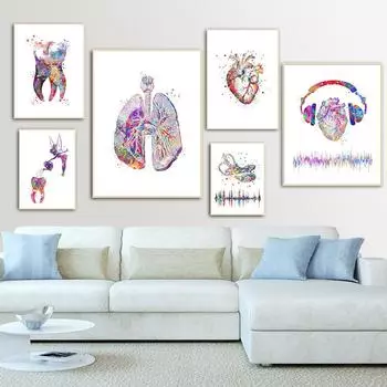 Анатомия человека, система мышц, настенное искусство, холст, живопись, плакаты, принты, карта тела, настенные панно, медицинское образование, домашний декор Quadro 21cm30cm NoFrame