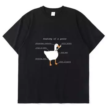 Анатомия гуся, забавная утка, графический игровой геймер, прогресс, новый продукт, летняя свободная повседневная мужская футболка с короткими рукавами