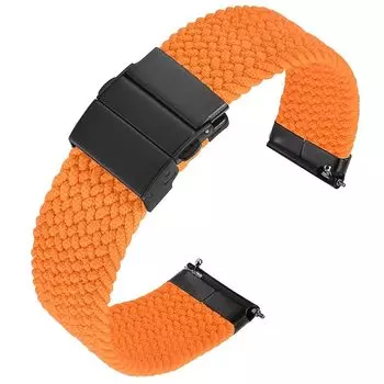 [Anbeer] 22 мм ремешок для часов, сменный плетеный нейлоновый ремешок, плавно регулируемый, быстросъемный, с тройной застежкой-кнопкой, оранжево-черная пряжка