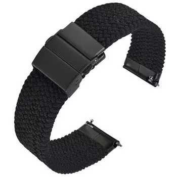 [Anbeer] 22 мм ремешок для часов, сменный плетеный нейлоновый ремешок, плавно регулируемый, быстросъемный, с тройной застежкой-кнопкой, черная пряжка