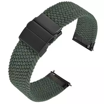 [Anbeer] 22 мм ремешок для часов, сменный плетеный нейлоновый ремешок, плавно регулируемый, быстросъемный, с тройной застежкой-кнопкой, зеленая, черная пряжка