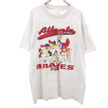 anbil 90-х годов Сделано в США MLB Looney Tunes Atlanta Braves Футболка с коротким рукавом Одинарный шов Мужская Б/У