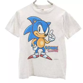 anbil 90s Old USA made movies Sonic the Hedgehog Sega Short sleeve Single stitch double-sided print movie T-shirt Kid s Used