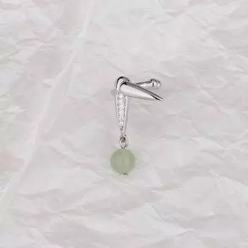 Ancient Bamboo Hetian Jasper Ear Clips Women S Day Leaf Element Design Delicate Light Luxury Zircon Bamboo Earrings Ear Free copper