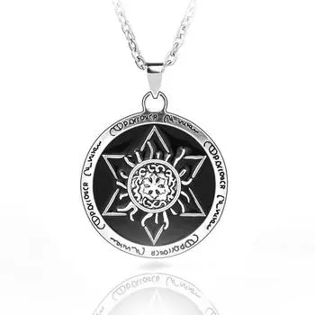 Ancient Egyptian God Of War Retro Relief Hexagonal Star Lotus Necklace, Men S Cool Personalized Versatile Jewelry