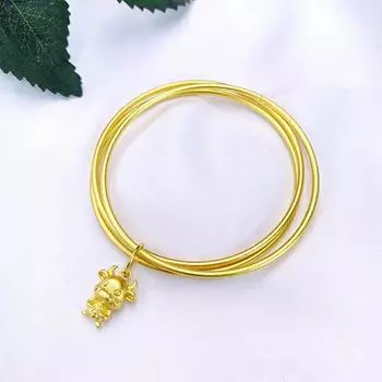 Ancient inheritance matte bracelet femininity simple blessing character happy character pendant bracelet plated 18K gold non-fading bracelet