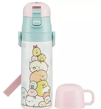 and compact stainless steel bottle Sumikkogurashi SKDC4 Skater Ultra-light 2-way розовый