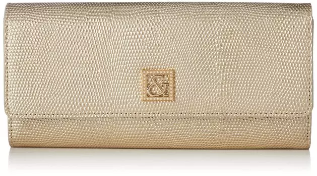 and Cover long wallet Domestic cowhide Lizard embossed Logo brooch included Glossy Scratch resistant Card storage Thin PDLWCDT2 Gold [Pinky Diane]