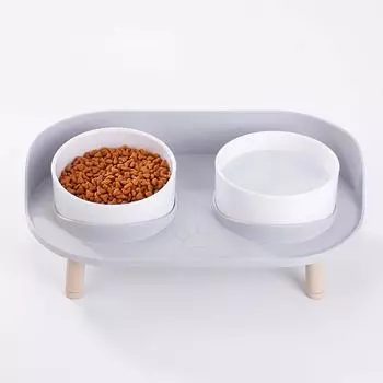 And Drinking Cat Water Bowl Pet Supplies Dogs Feeders Pet Feeder Bowl Pet Feeder Drinker Dog Bowl Light Gray-White Bowl