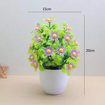 And Faux Daisy Palm Potted Artificial Plants With Plastic Material For Desk Decor And Gifts Purple Pot