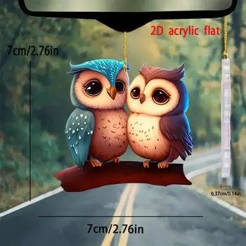 And Fun Quirky Acrylic Owl Couple Car Ornament For Decorative Accessories Auto