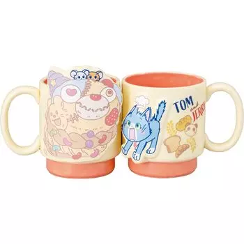 and Jerry Bakery 3D Кружка Пара 350 мл 8 x 9 см Столовая посуда Товары Тома Джерри Разные товары Розовый Желтый san4497 Tom Play Прибл.. приблизительно. & жёлтый