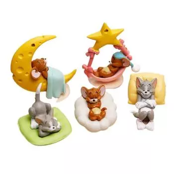 And Jerry Tom Ornament Sleep Figure Childrens Toy Model 5pcs Material Diy