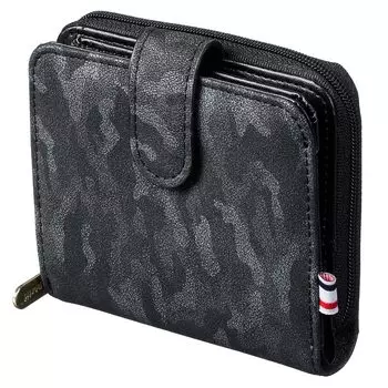 and Mini Folding Wallet Spring Wallet Limited Lightweight Camouflage Pattern Zipper Coin Purse [lecoq] Men s Women s 2-fold (Black)