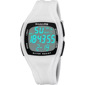 And Stylish Waterproof Alarm Night Light Casual Male Electronic Watch белый