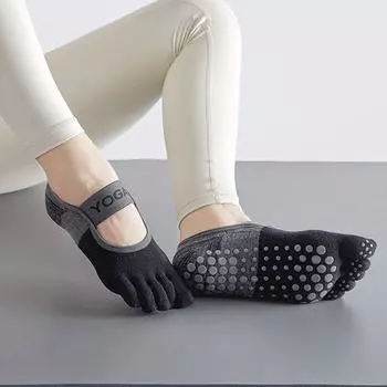 and Summer Open Back Non-Slip Yoga Socks Toe Socks Female Sweat-Absorbent Pure Color Cotton Split Toe Ins Tide Easiest for Match Dance Toe Socks Black(1 pair (fits 35-size 39))