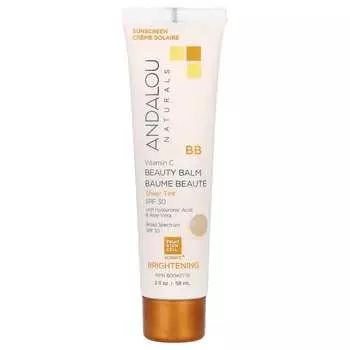 Andalou Naturals, BB-бальзам с витамином C, отбеливающий, SPF 30, прозрачный тональный крем, 2 жидких унции (58 мл)