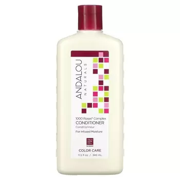 Andalou Naturals, Кондиционер, Уход за окрашенными волосами, Увлажняющий, 1000 Rose Complex, 11,5 жидких унций (340 мл)