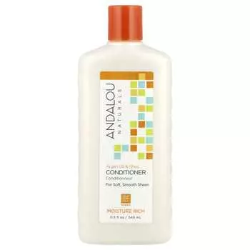Andalou Naturals, Кондиционер, увлажняющий, мягкий и гладкий, блеск, аргановое масло и масло ши, 340 мл (11,5 жидких унций)